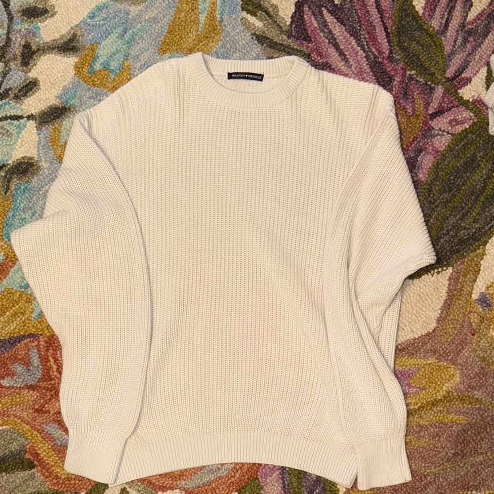 Brandy Melville One-Size Cream Knit Oversized Sweater